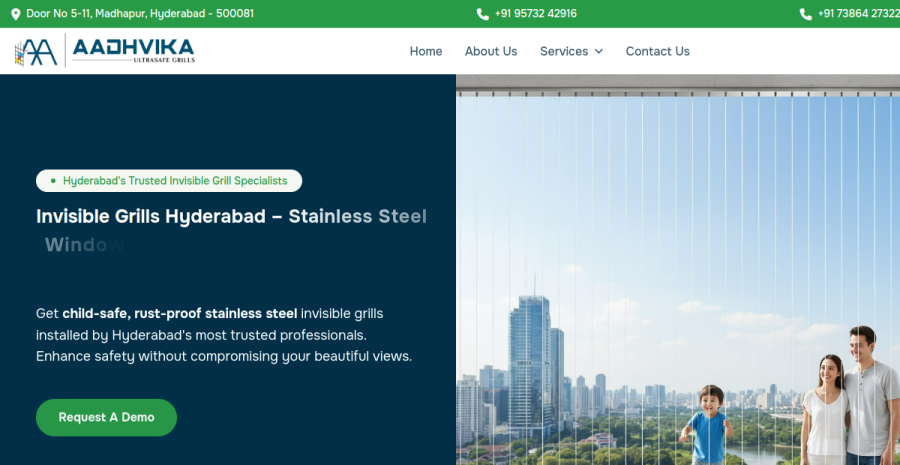 Aadhvika Ultra Safe Grills website